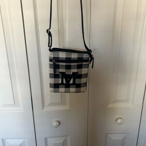 onogram Black & White Check Crossbody Bag